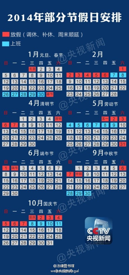 昭通国办公布2014年放假安排　除夕不再放假