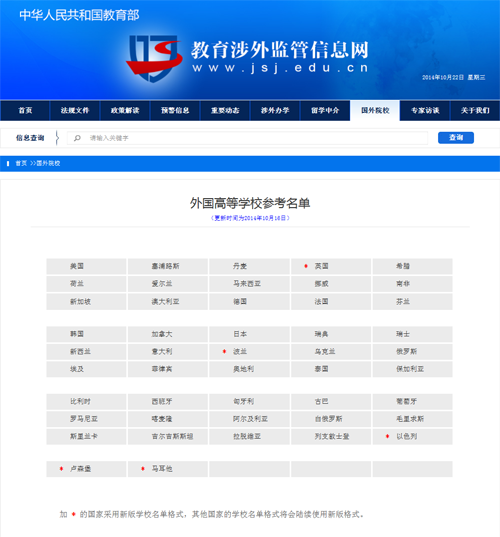 昭通教育部公布47个留学国家1万所正规高校名单